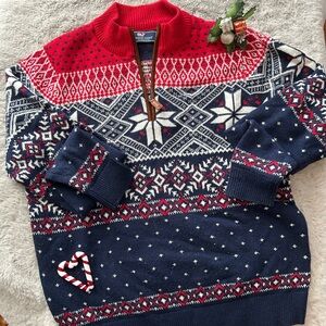 Vineyard Vines Fair Isle Snowflake 1/4 Zip Sweater Size L (16) Youth
